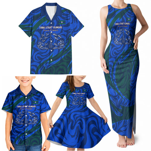 Torres Strait Islanders Forever Voyagers Family Matching Tank Maxi Dress and Hawaiian Shirt Indigenous Australian Tribal Canoe Art