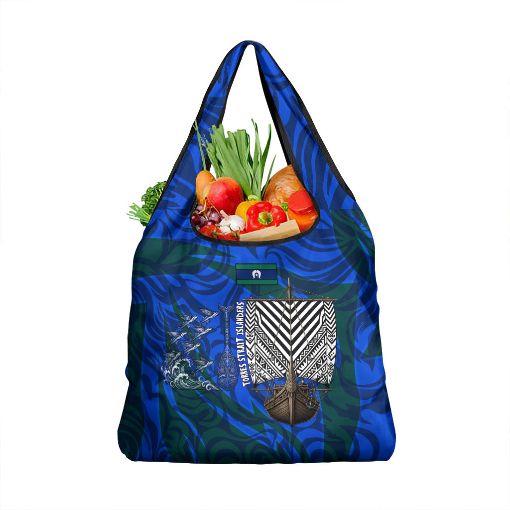 Torres Strait Islanders Forever Voyagers Grocery Bag Indigenous Australian Tribal Canoe Art