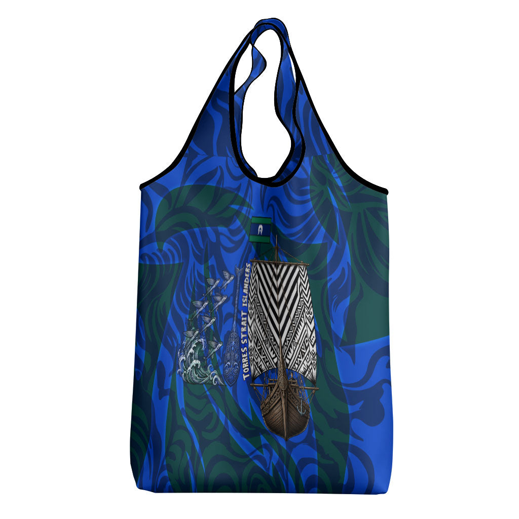 Torres Strait Islanders Forever Voyagers Grocery Bag Indigenous Australian Tribal Canoe Art