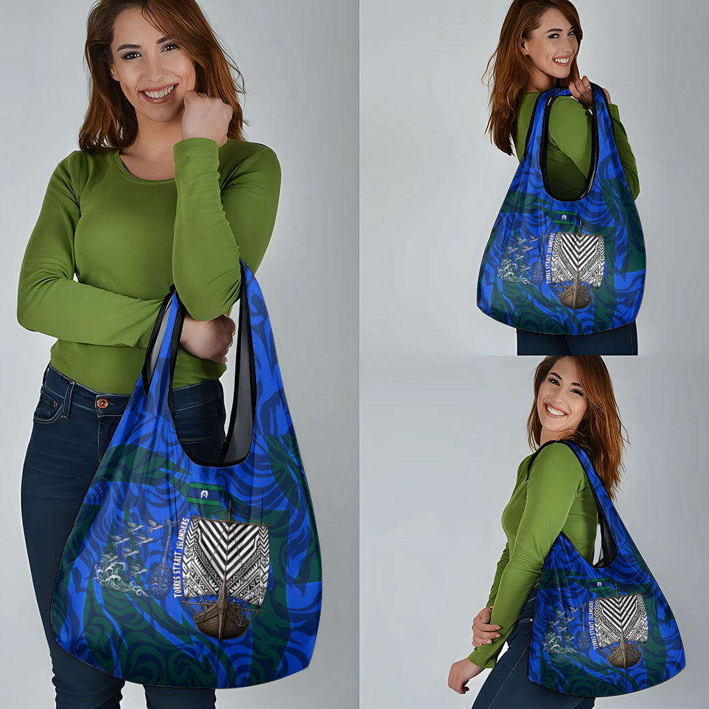 Torres Strait Islanders Forever Voyagers Grocery Bag Indigenous Australian Tribal Canoe Art