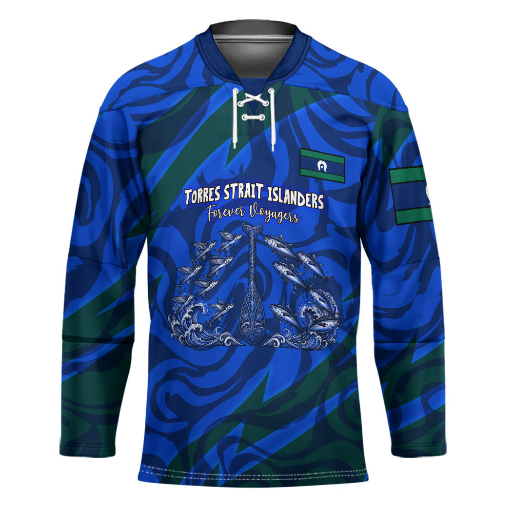 Torres Strait Islanders Forever Voyagers Hockey Jersey Indigenous Australian Tribal Canoe Art