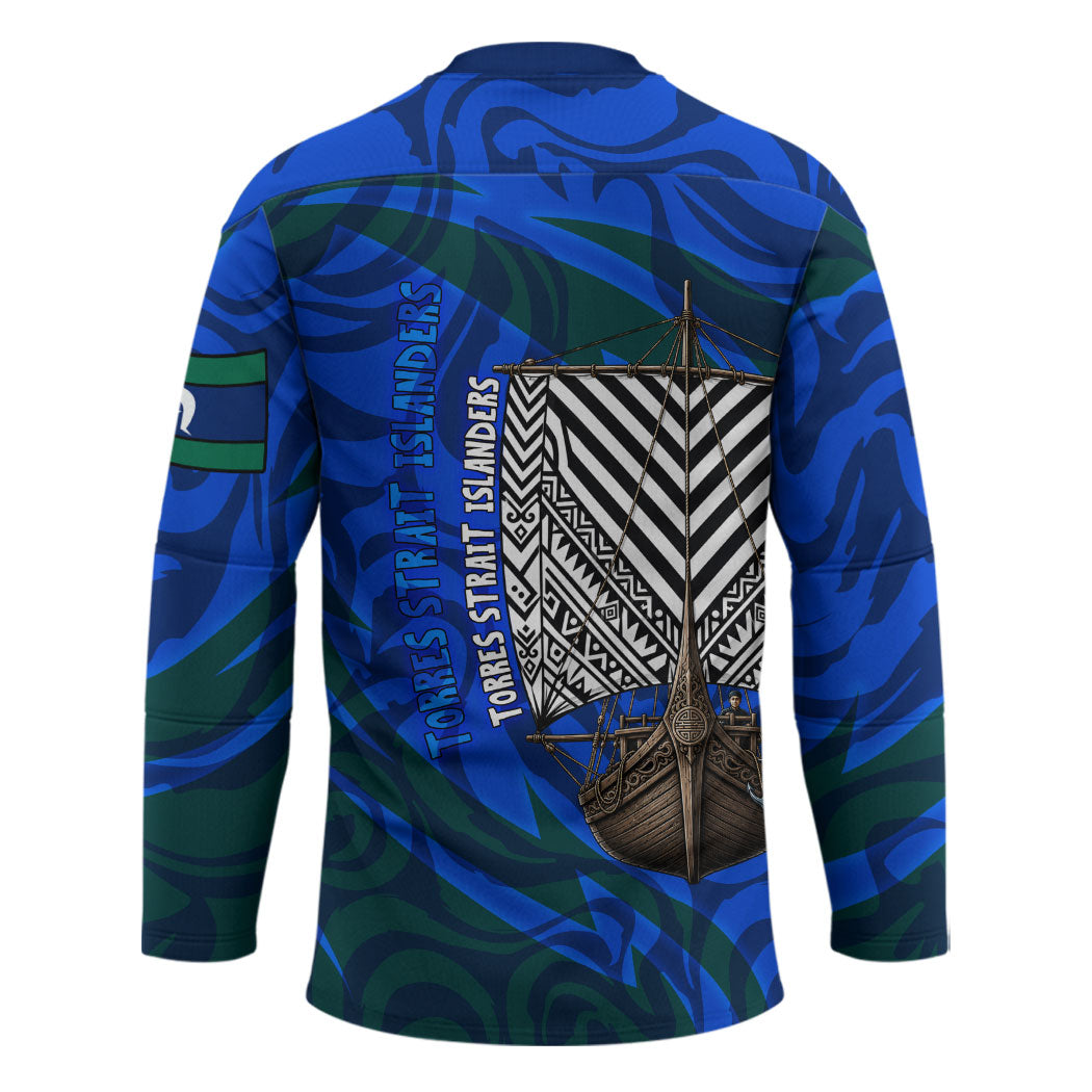 Torres Strait Islanders Forever Voyagers Hockey Jersey Indigenous Australian Tribal Canoe Art