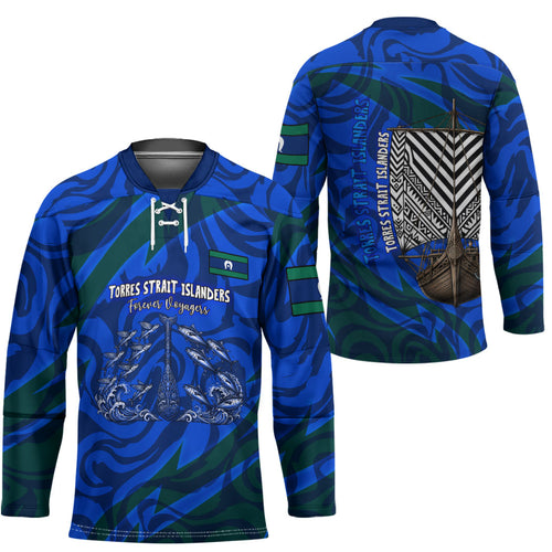 Torres Strait Islanders Forever Voyagers Hockey Jersey Indigenous Australian Tribal Canoe Art