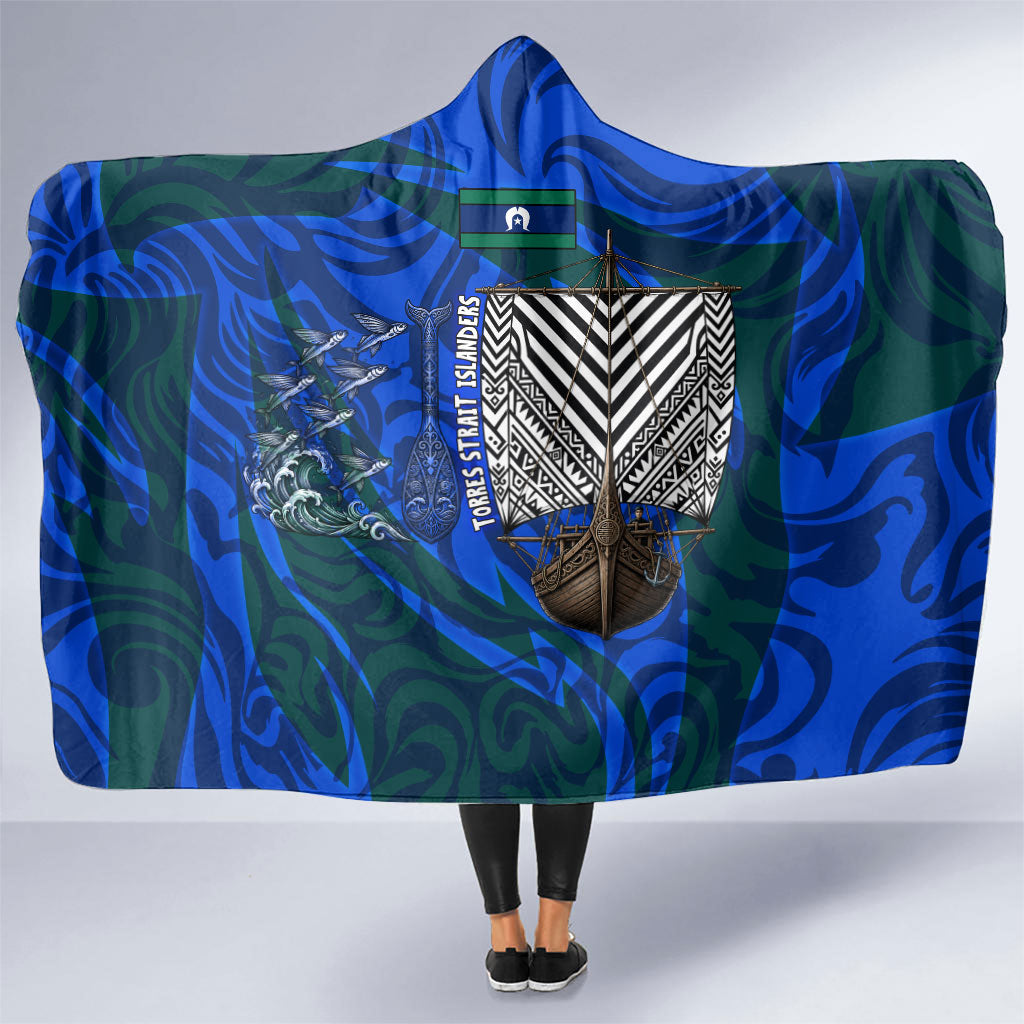 Torres Strait Islanders Forever Voyagers Hooded Blanket Indigenous Australian Tribal Canoe Art