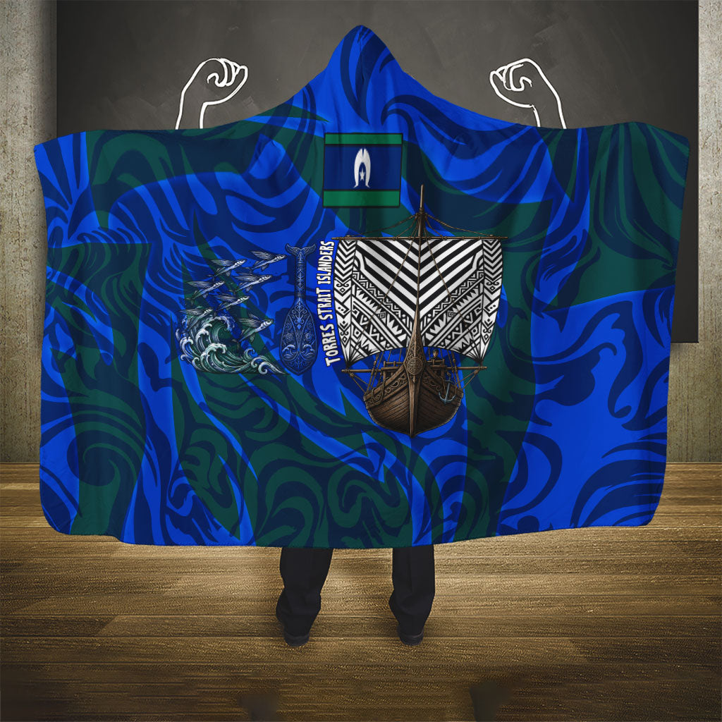 Torres Strait Islanders Forever Voyagers Hooded Blanket Indigenous Australian Tribal Canoe Art