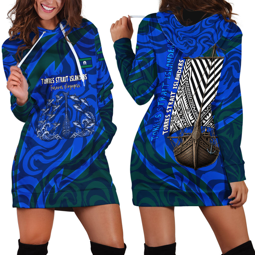 Torres Strait Islanders Forever Voyagers Hoodie Dress Indigenous Australian Tribal Canoe Art