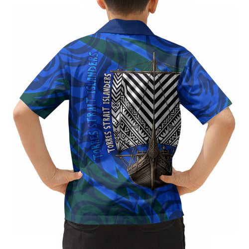 Torres Strait Islanders Forever Voyagers Kid Hawaiian Shirt Indigenous Australian Tribal Canoe Art