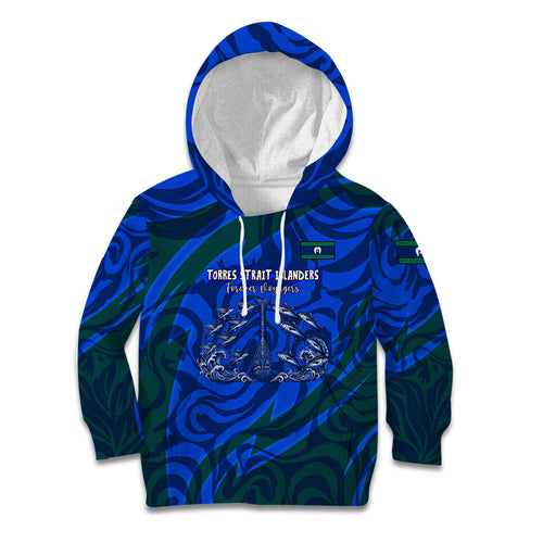 Torres Strait Islanders Forever Voyagers Kid Hoodie Indigenous Australian Tribal Canoe Art