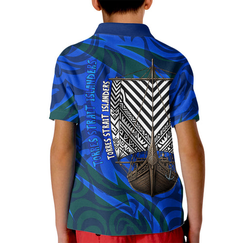 Torres Strait Islanders Forever Voyagers Kid Polo Shirt Indigenous Australian Tribal Canoe Art