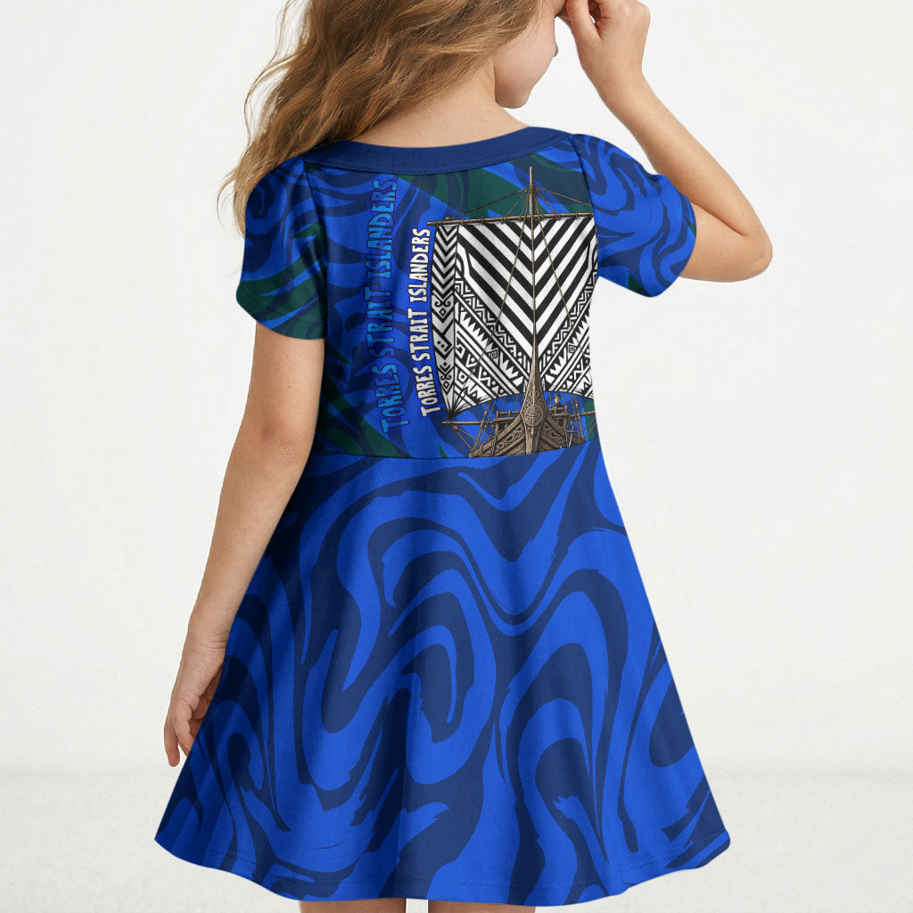 Torres Strait Islanders Forever Voyagers Kid Short Sleeve Dress Indigenous Australian Tribal Canoe Art