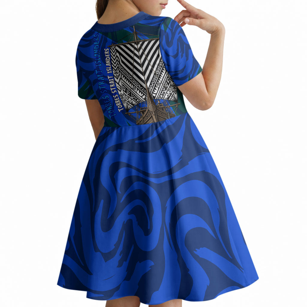 Torres Strait Islanders Forever Voyagers Kid Short Sleeve Dress Indigenous Australian Tribal Canoe Art