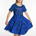 Torres Strait Islanders Forever Voyagers Kid Short Sleeve Dress Indigenous Australian Tribal Canoe Art
