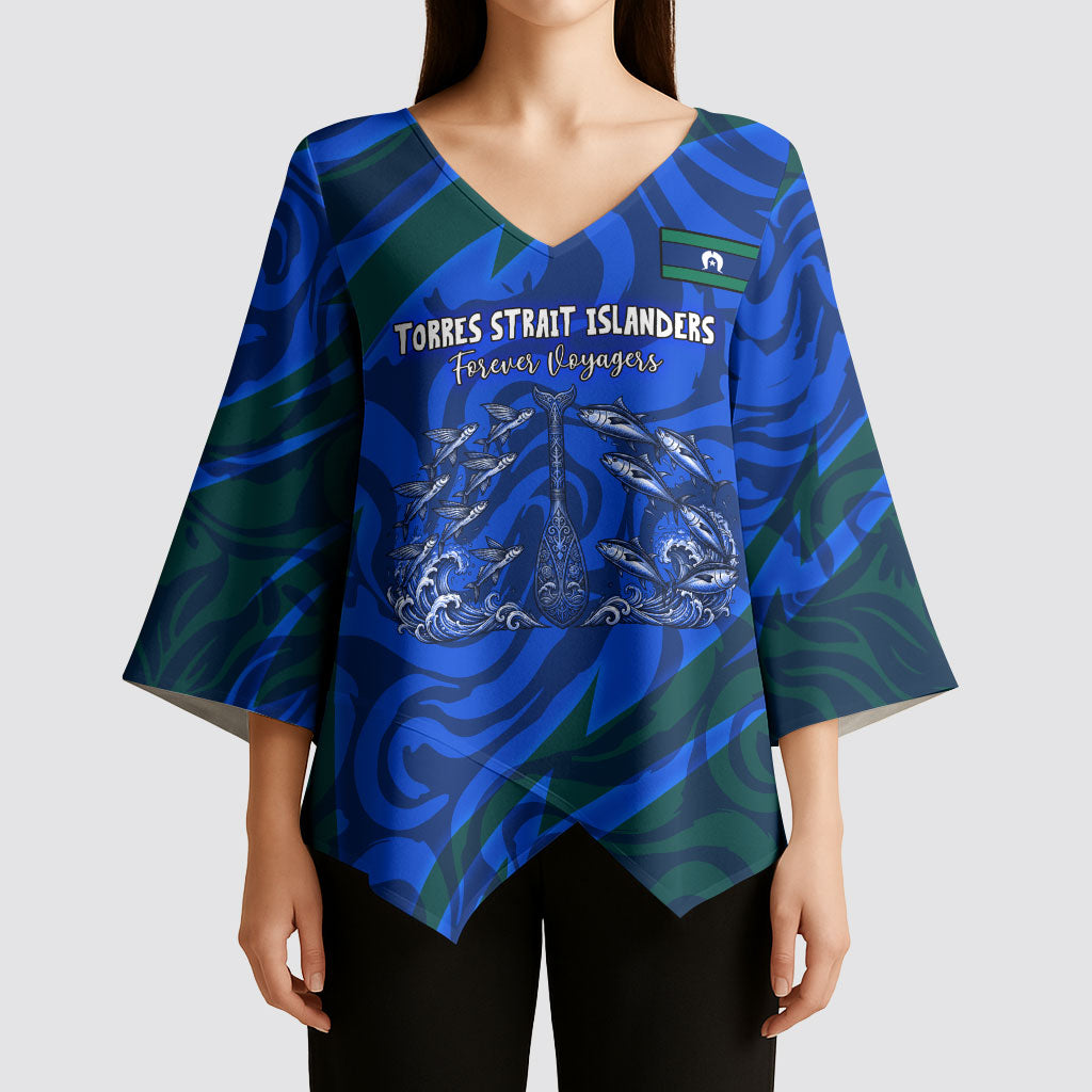 Torres Strait Islanders Forever Voyagers Kimono Sleeve Blouse Indigenous Australian Tribal Canoe Art
