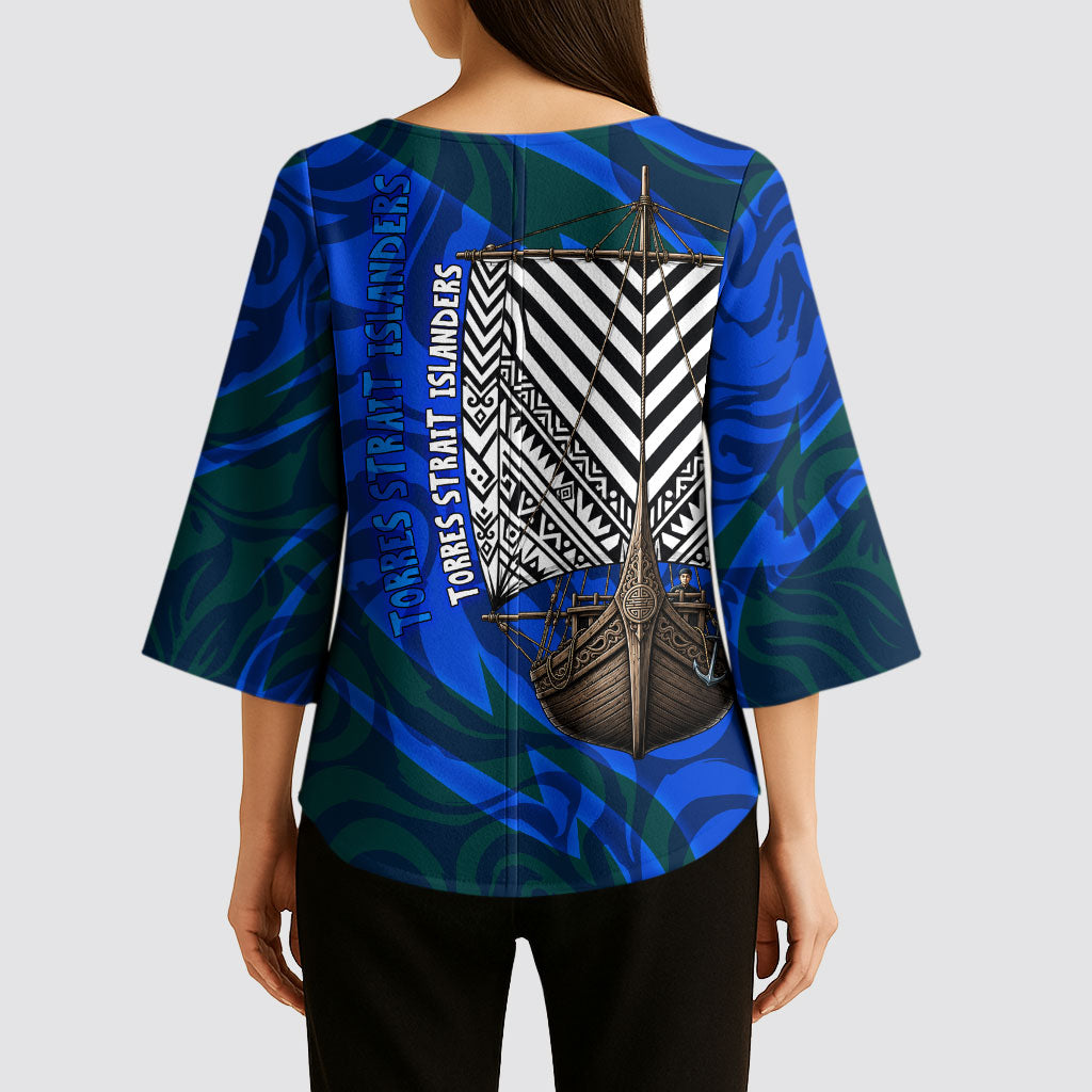 Torres Strait Islanders Forever Voyagers Kimono Sleeve Blouse Indigenous Australian Tribal Canoe Art
