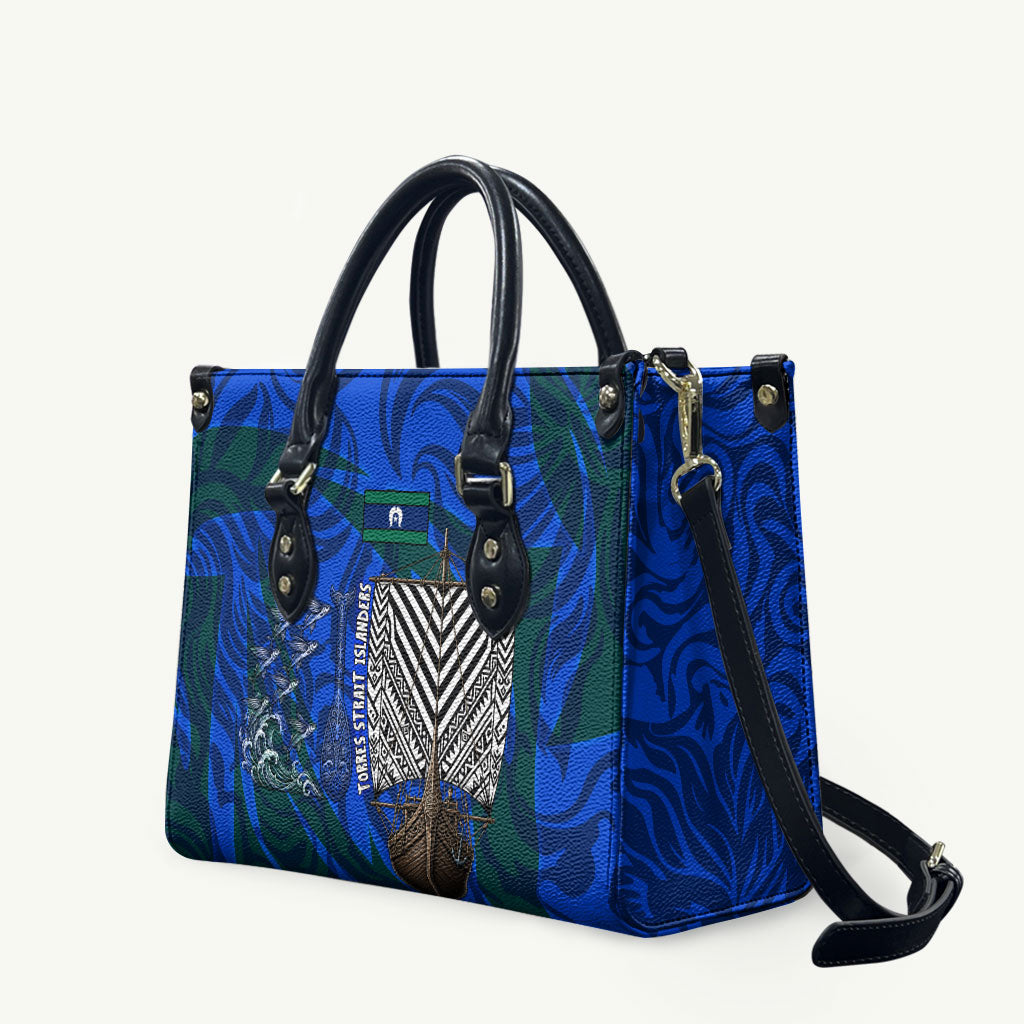Torres Strait Islanders Forever Voyagers Leather Bag Indigenous Australian Tribal Canoe Art
