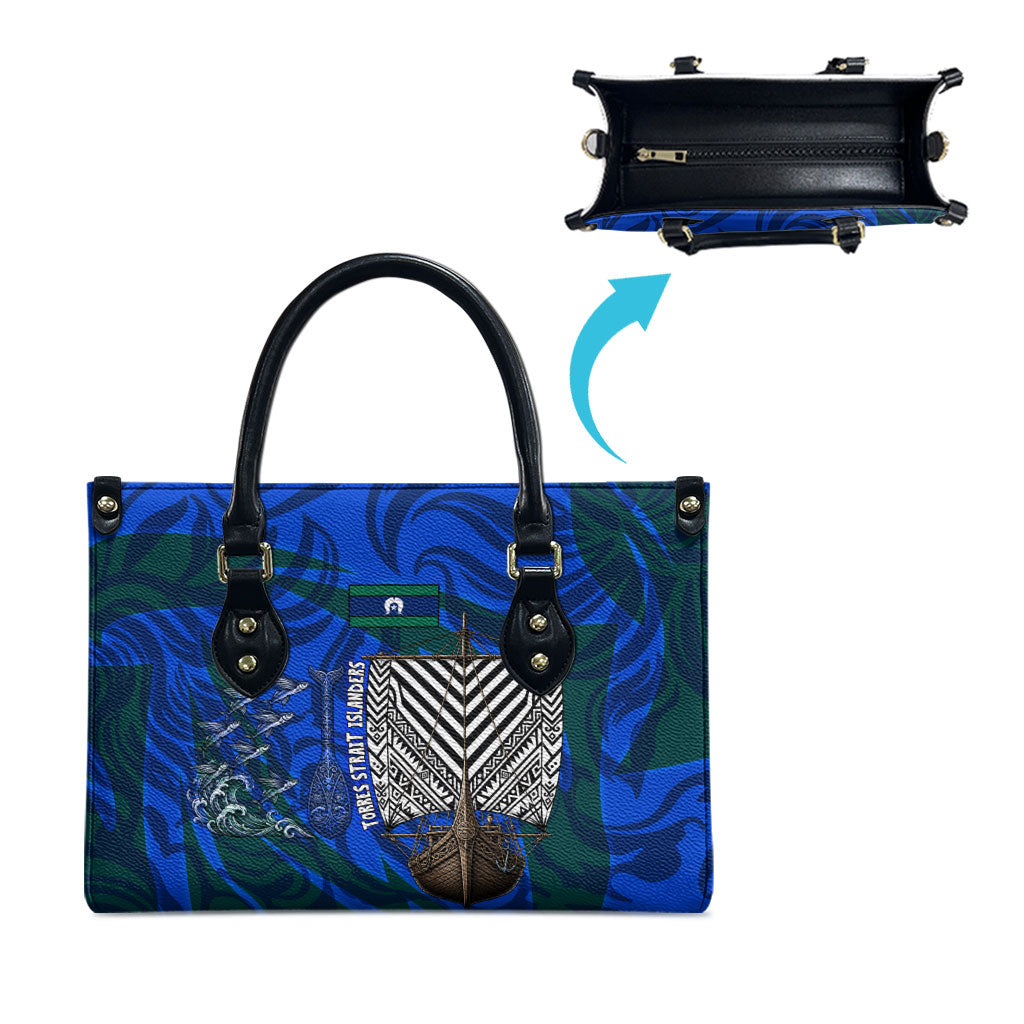 Torres Strait Islanders Forever Voyagers Leather Bag Indigenous Australian Tribal Canoe Art