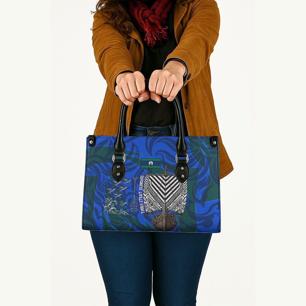 Torres Strait Islanders Forever Voyagers Leather Bag Indigenous Australian Tribal Canoe Art