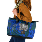 Torres Strait Islanders Forever Voyagers Leather Tote Bag Indigenous Australian Tribal Canoe Art