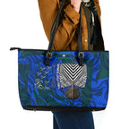 Torres Strait Islanders Forever Voyagers Leather Tote Bag Indigenous Australian Tribal Canoe Art