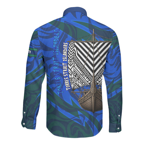 Torres Strait Islanders Forever Voyagers Long Sleeve Button Shirt Indigenous Australian Tribal Canoe Art