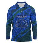 Torres Strait Islanders Forever Voyagers Long Sleeve Polo Shirt Indigenous Australian Tribal Canoe Art