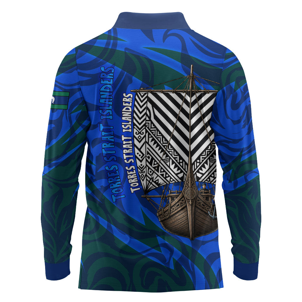 Torres Strait Islanders Forever Voyagers Long Sleeve Polo Shirt Indigenous Australian Tribal Canoe Art