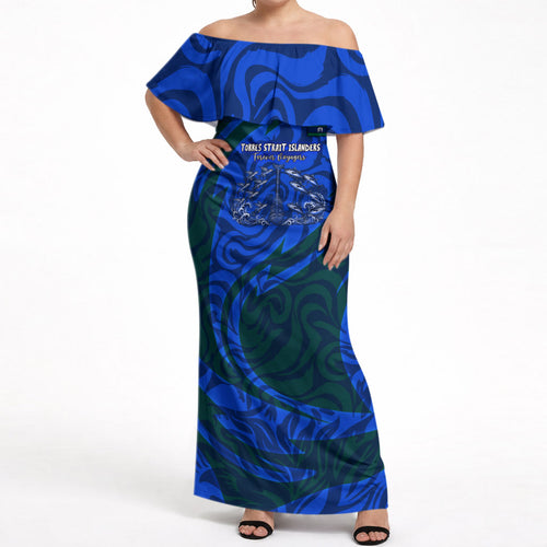 Torres Strait Islanders Forever Voyagers Off Shoulder Maxi Dress Indigenous Australian Tribal Canoe Art