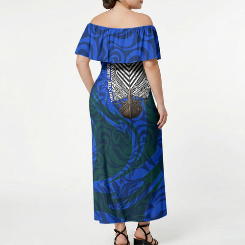 Torres Strait Islanders Forever Voyagers Off Shoulder Maxi Dress Indigenous Australian Tribal Canoe Art