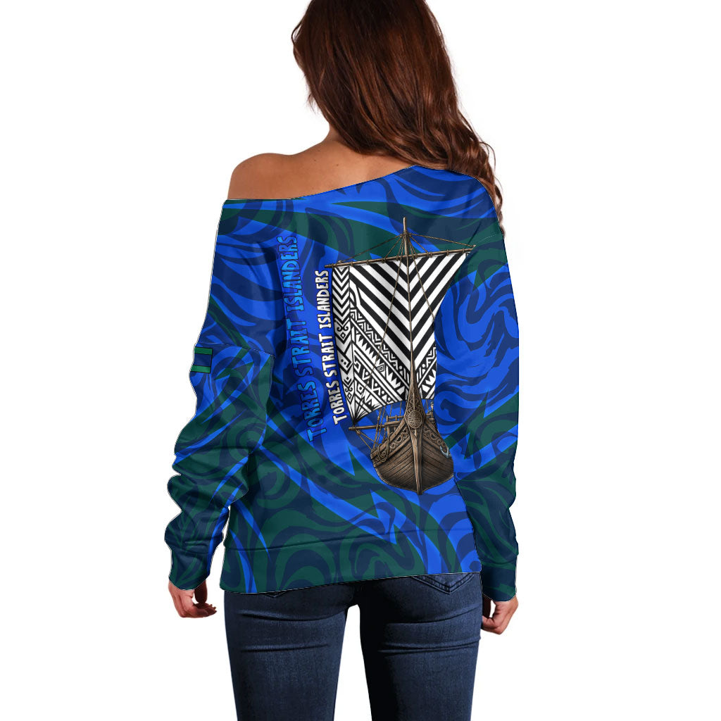 Torres Strait Islanders Forever Voyagers Off Shoulder Sweater Indigenous Australian Tribal Canoe Art