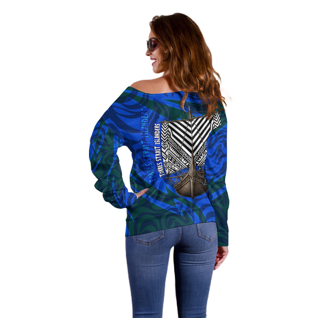 Torres Strait Islanders Forever Voyagers Off Shoulder Sweater Indigenous Australian Tribal Canoe Art
