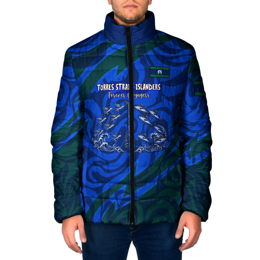 Torres Strait Islanders Forever Voyagers Padded Jacket Indigenous Australian Tribal Canoe Art