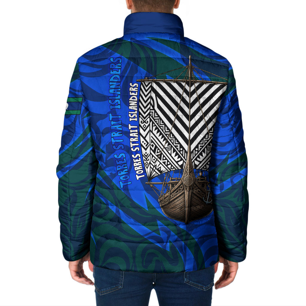 Torres Strait Islanders Forever Voyagers Padded Jacket Indigenous Australian Tribal Canoe Art