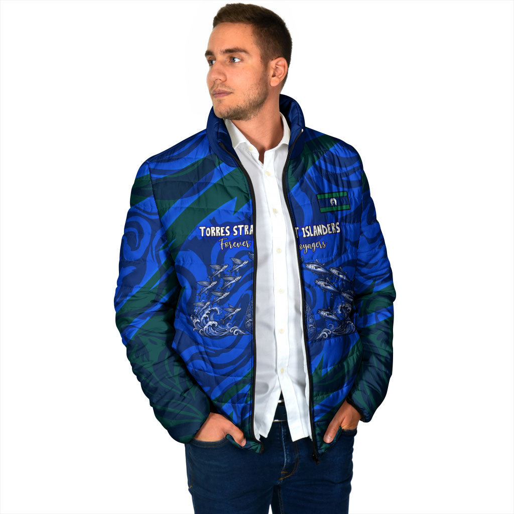 Torres Strait Islanders Forever Voyagers Padded Jacket Indigenous Australian Tribal Canoe Art