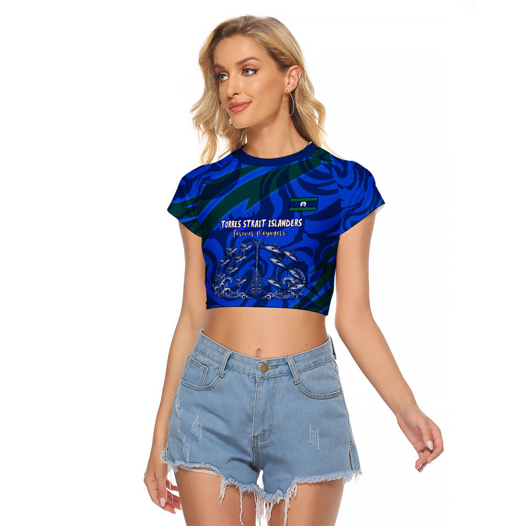 Torres Strait Islanders Forever Voyagers Raglan Cropped T Shirt Indigenous Australian Tribal Canoe Art