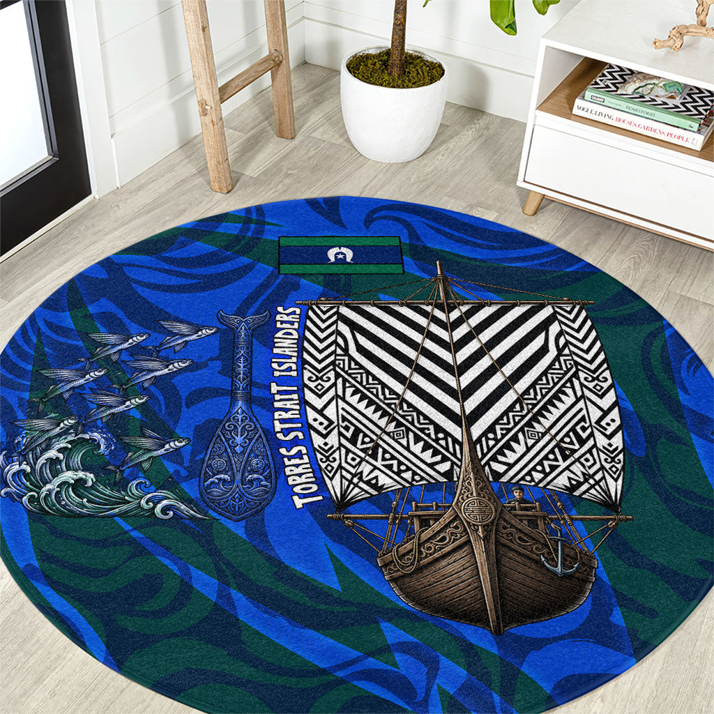 Torres Strait Islanders Forever Voyagers Round Carpet Indigenous Australian Tribal Canoe Art