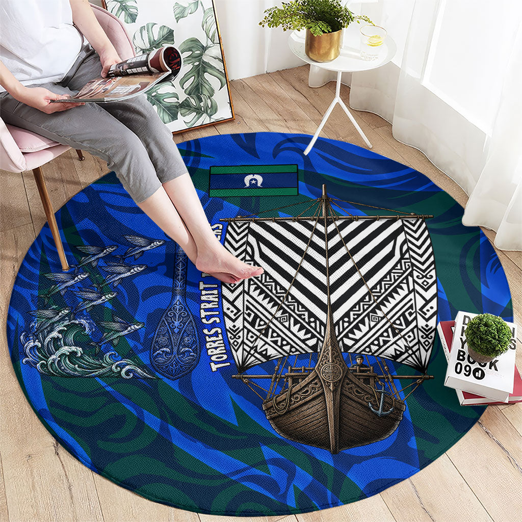 Torres Strait Islanders Forever Voyagers Round Carpet Indigenous Australian Tribal Canoe Art