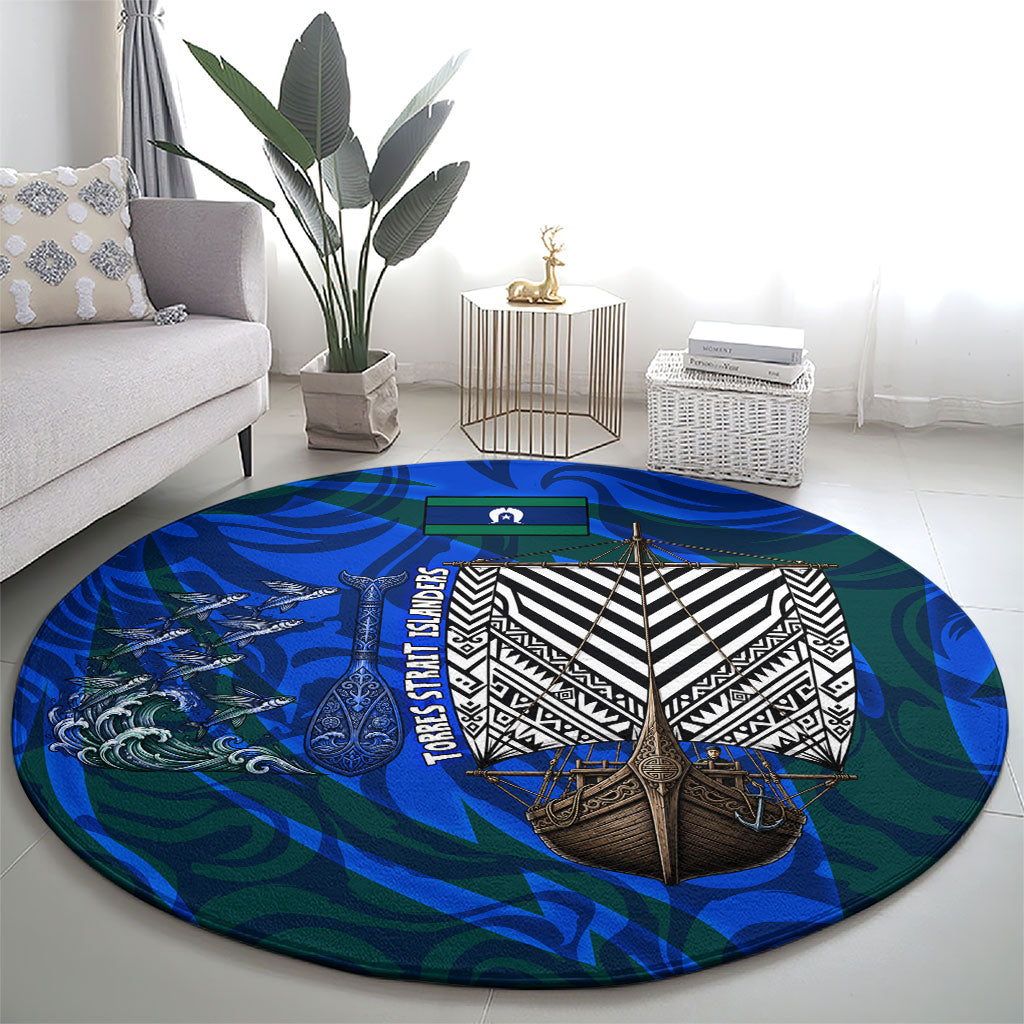 Torres Strait Islanders Forever Voyagers Round Carpet Indigenous Australian Tribal Canoe Art