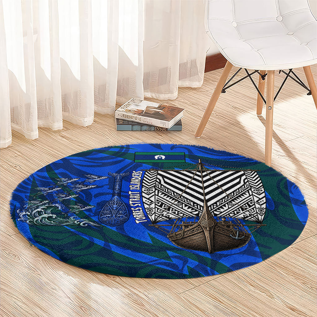 Torres Strait Islanders Forever Voyagers Round Carpet Indigenous Australian Tribal Canoe Art