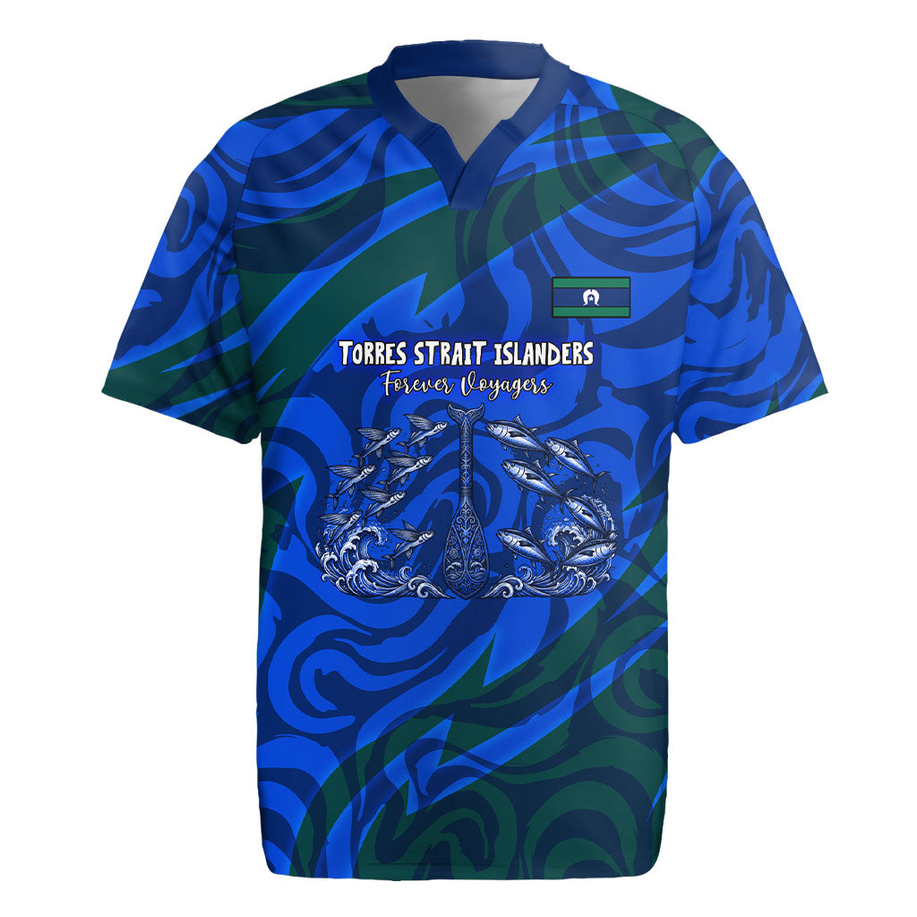 Torres Strait Islanders Forever Voyagers Rugby Jersey Indigenous Australian Tribal Canoe Art