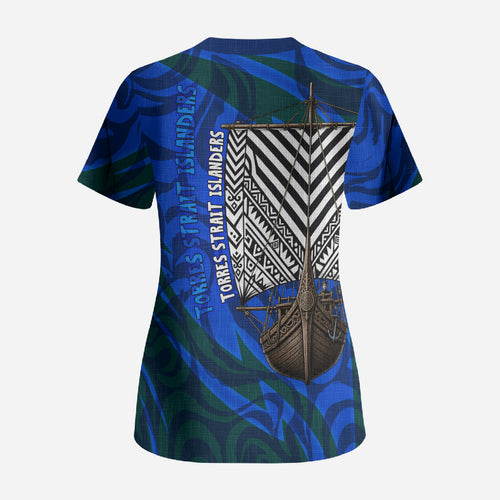 Torres Strait Islanders Forever Voyagers Scrub Top Indigenous Australian Tribal Canoe Art