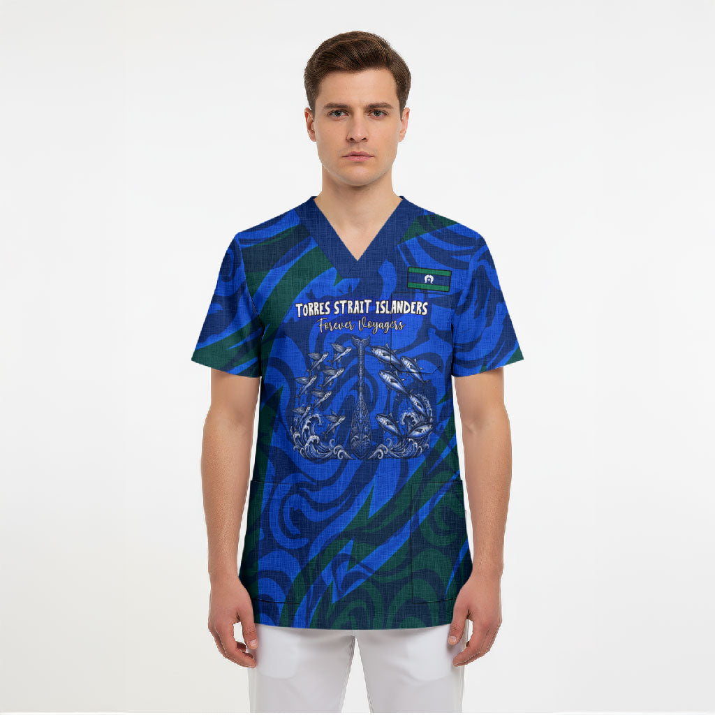 Torres Strait Islanders Forever Voyagers Scrub Top Indigenous Australian Tribal Canoe Art