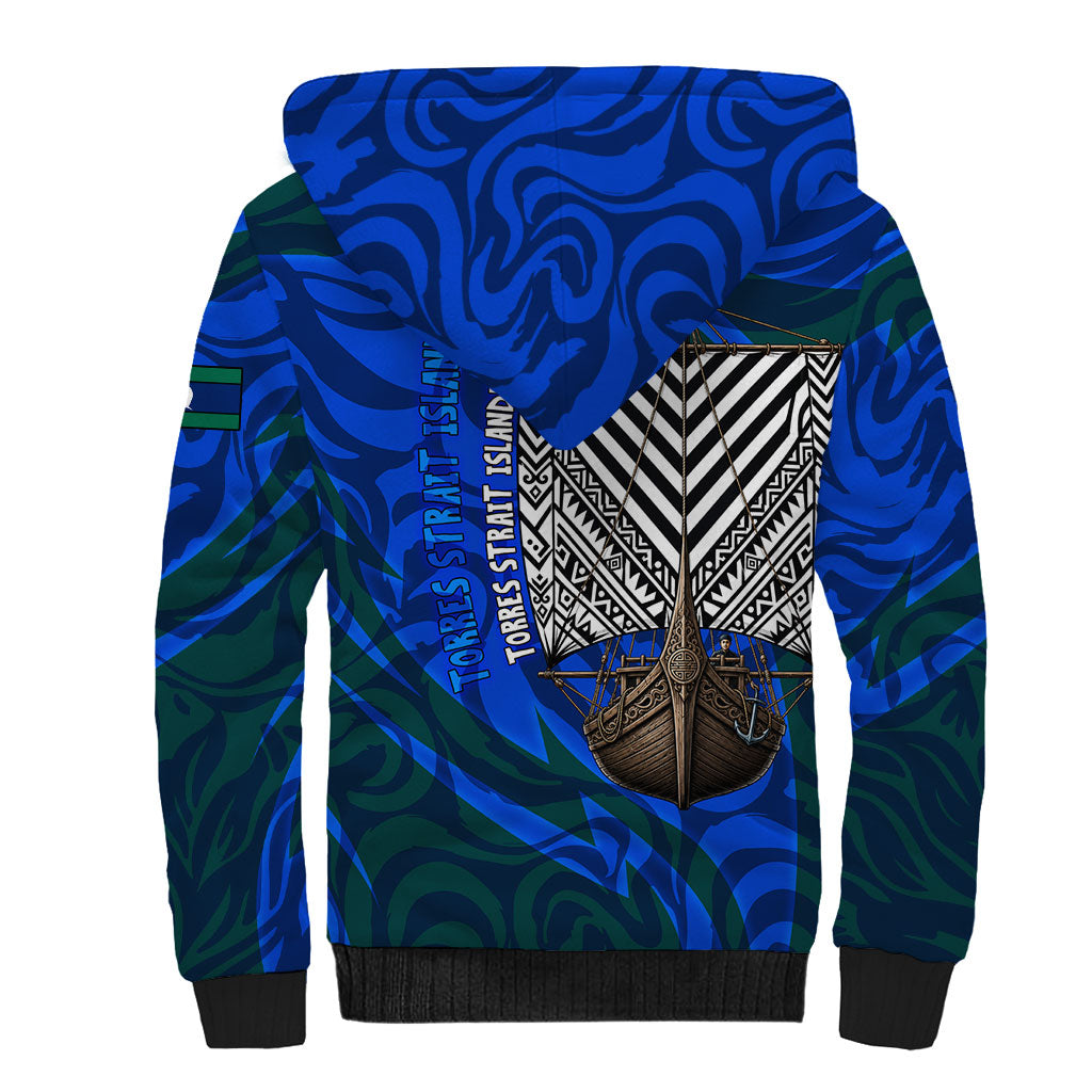 Torres Strait Islanders Forever Voyagers Sherpa Hoodie Indigenous Australian Tribal Canoe Art