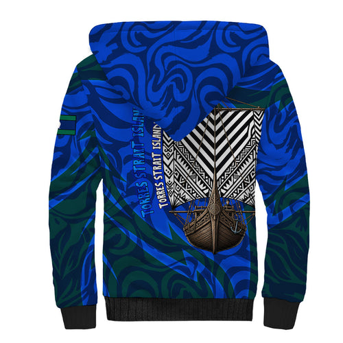 Torres Strait Islanders Forever Voyagers Sherpa Hoodie Indigenous Australian Tribal Canoe Art