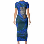Torres Strait Islanders Forever Voyagers Short Sleeve Bodycon Dress Indigenous Australian Tribal Canoe Art