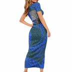 Torres Strait Islanders Forever Voyagers Short Sleeve Bodycon Dress Indigenous Australian Tribal Canoe Art