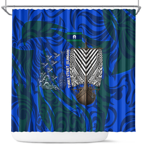 Torres Strait Islanders Forever Voyagers Shower Curtain Indigenous Australian Tribal Canoe Art
