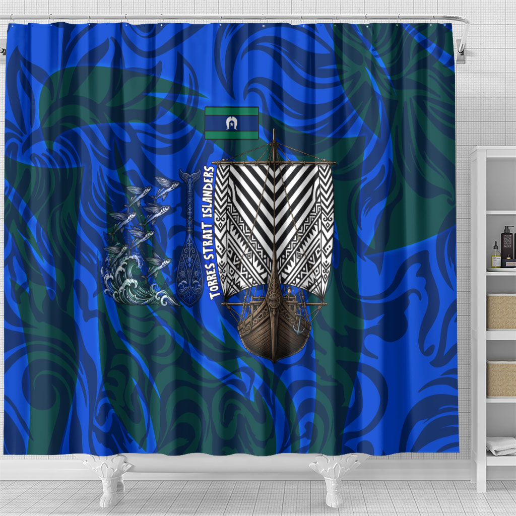 Torres Strait Islanders Forever Voyagers Shower Curtain Indigenous Australian Tribal Canoe Art