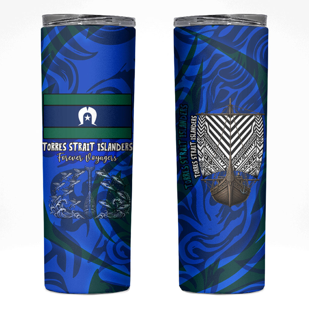 Torres Strait Islanders Forever Voyagers Skinny Tumbler Indigenous Australian Tribal Canoe Art