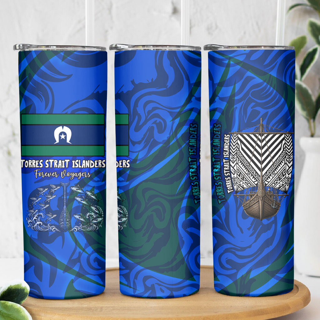 Torres Strait Islanders Forever Voyagers Skinny Tumbler Indigenous Australian Tribal Canoe Art