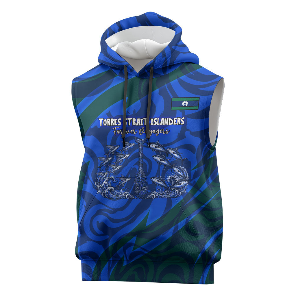 Torres Strait Islanders Forever Voyagers Sleeveless Hoodie Indigenous Australian Tribal Canoe Art